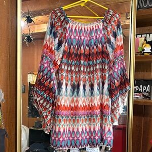 Boho Colorful Dress w/Bell Sleeves